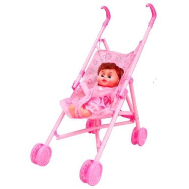 Imagem de Carrinho de Boneca Bebe Brinquedo Infantil Passeio Rosa - Deccore Ja