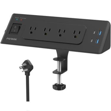 Imagem de Braçadeira de mesa Power Strip PAEWOK com USB C 4 saídas e 4 portas US