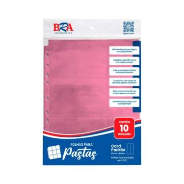 Imagem de Folha para Pastas 18 Bolsos 3x3 cor Rosa com 10 unidades BRA - BC-222C