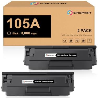 Imagem de SINOPRINT 105A W1105A Cartucho De Toner Compatível De Substituição De Alto Rendimento Para Hp 105A 105 W1105A Para Impressora Hp Laser Mfp 135A 135W 137Fnw 107A 107W (2 Pacotes Pretos)