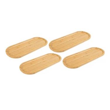 Imagem de Conjunto 4 Travessas Bandejas Bambu Queijo Churrasco Gamela - Mimo