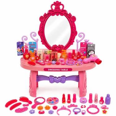Imagem de Penteadeira Princess Infantil com Espelho 46 Peças Rosa Brinquedo Resi