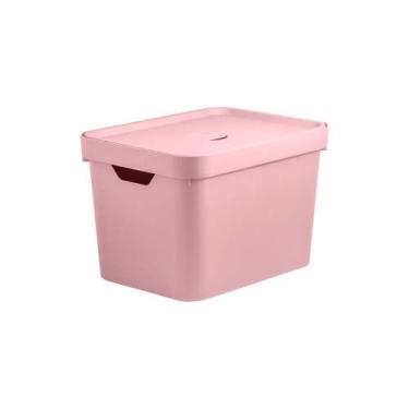 Imagem de Caixa Organizadora Cube Com Tampa 18 Litros Média 36 x 27 x 24,5cm Ros