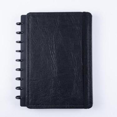 Imagem de Caderno Capa Dura Couro Black Disco Reposicionável Médio M - Disko