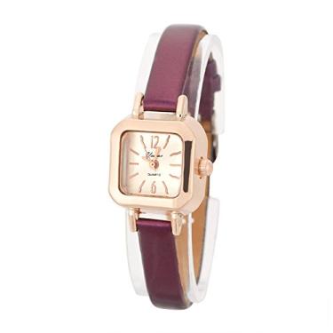 Imagem de Relógios femininos, relógio de pulso analógico de quartzo feminino moderno com pulseira de poliuretano (roxo)