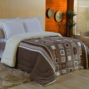 Imagem de Edredom Coberdrom Sonobom Solteiro Sherpa e Manta - Geométrico Marrom
