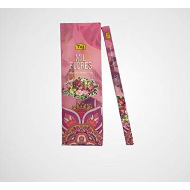 Imagem de TAJ Incenso Indiano Mil Flores: 6 Caixas com 8 Varetas Cada - Total 48 Varetas - Tempo de Queima: 25 a 35 Minutos - Scent: Floral - Benefícios: Inteligência, Proteção e Amor