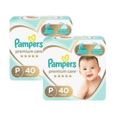 Imagem de Kit fralda Pampers Premium Care Mega Tamanho P 80 Unidades