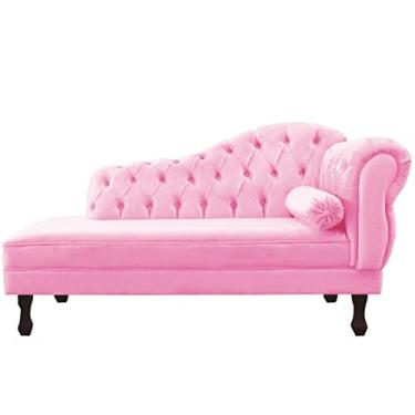 Imagem de Recamier Sofá Divã Com Pés Retro 160X80 - Elã (Suede Rosa)