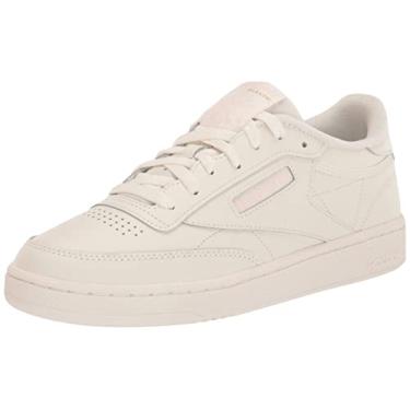 Imagem de Reebok Tênis feminino Club C 85 vintage, giz/giz/rosa porcelana, 34, Giz/Giz/Porcelana Rosa, 34