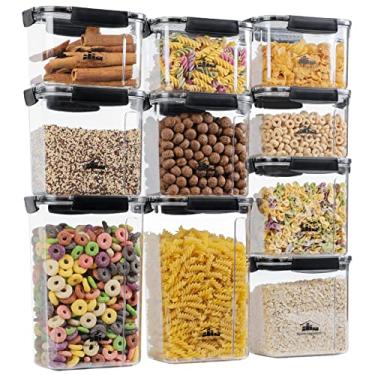 Imagem de House Organizer - Kit com 10 Potes Herméticos Retangulares Empilháveis com 4 Travas, Porta-Mantimentos e Alimentos, Super Resistentes e à Prova de Vazamento, Ideal para Organizar Cozinha e Armários