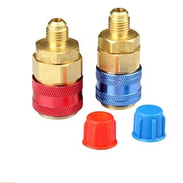 Imagem de Acoplador rápido de carro automóvel com formato de I de 1/4" para carro HVAC Auto Carro Ar Condicionado com Manifold Mangueira Manifold R134a AC Conectores rápidos adaptadores de latão universais 1 par