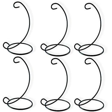 Imagem de BANBERRY DESIGNS Ornament Display Stands Racks - Set of 6 Wrought Iron Black– 7 inches Tall- Christmas Ornament Glass Globe Terrarium Holder
