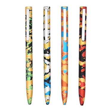 Imagem de SIPLIV 4 peças de canetas esferográficas de camuflagem com tinta preta, conjunto de canetas esferográficas metálicas coloridas, material escolar para escritório