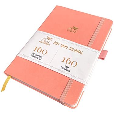 Imagem de Caderno Bullet Dotted para diário com 160 páginas, tamanho 14 x 21 cm, papel ultra grosso 160 GSM, caderno de desenho - coruja (PINK)