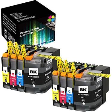Imagem de Cartucho de tinta (2 x BCYM) compatível com fonte de toner verde LC209 preto de alto rendimento LC205 combo de cores para impressora Brother MFC-J5520DW J5620DW J5720DW