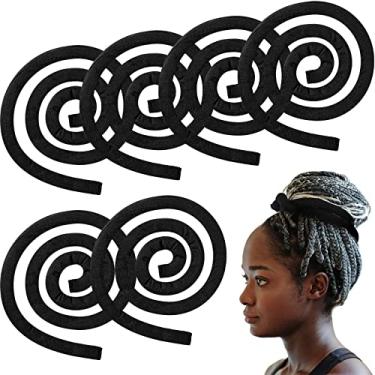 Imagem de 6 peças de elásticos de cabelo com trava espiral, acessório para dreadlock, elásticos de cabelo, fio de ferro, suportes de rabo de cavalo embutidos, longos dreadlock, espiral, dobrável, para mulheres e homens, cabelo encaracolado grosso