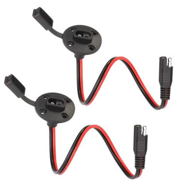 Imagem de muyimu Extensão de conector de porta lateral de tomada de alimentação SAE, cabo de 16 AWG, plugue de conexão rápida à prova de intempéries SAE para carregador de bateria do gerador solar (pacote com 2)