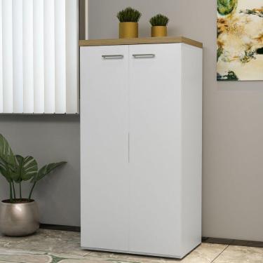 Imagem de Armário Alto Multiuso 2 Portas 3 Prateleiras Toq Artany Olmo/Branco