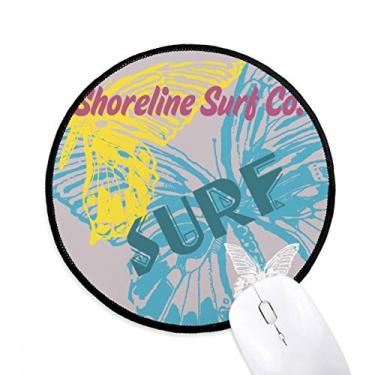 Imagem de DIYthinker Summer Shoreline Surf Butterfly Mouse Pad Desktop Office Tapete Redondo para Computador