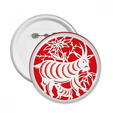 Imagem de Broche redondo com estampa de ovelhas e animais da China com arte do zodíaco, broches, emblema, acessório, decoração, 5 peças