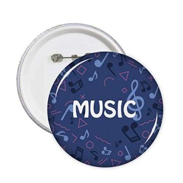 Imagem de Notas musicais em formato redondo, alfinetes azuis escuros, botão de crachá, decoração de roupas, 5 peças