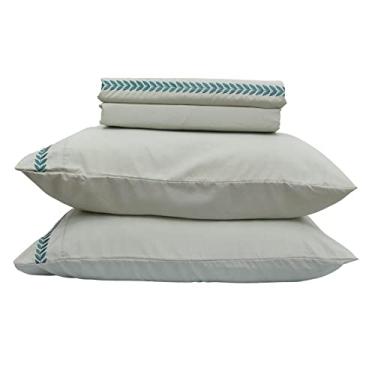 Imagem de Jogo de Cama Queen 300 Fios com Bordado 4 peças Cor:leaves