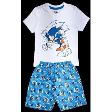 Imagem de Conjunto Infantil Menino Camiseta Com Estampa Do Sonic E Bermuda Tacte