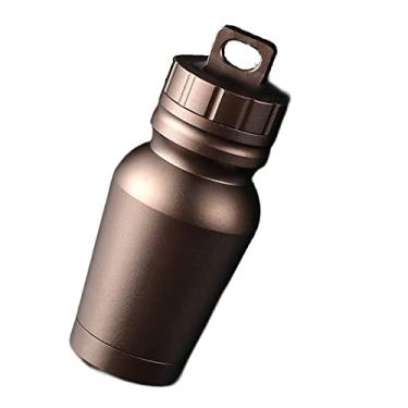 Imagem de Fiudiry Caixa de armazenamento de liga de alumínio, caixa de comprimidos à prova d'água, porta-comprimidos para chaveiro pode armazenar pílulas para transporte diário, viagens de acampamento, ouro