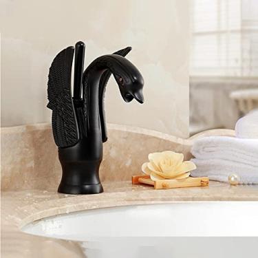 Imagem de Torneiras de lavatório Swan Golden Torneiras de lavatório monocomando Torneira de pia de banheiro misturador no banheiro Torneira de lavatório preta, tamanho único