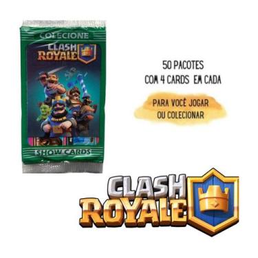 Imagem de Kit 200 Cards Clash Royale 50 Pacotes Figurinha Bafo Duelar - Sm