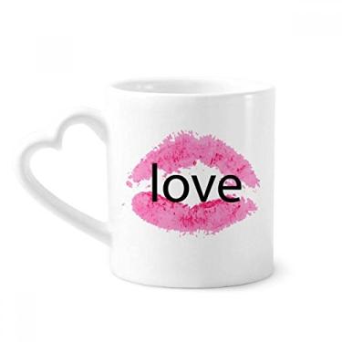 Imagem de Caneca de café de cerâmica beijo do Dia dos Namorados com lábio rosa