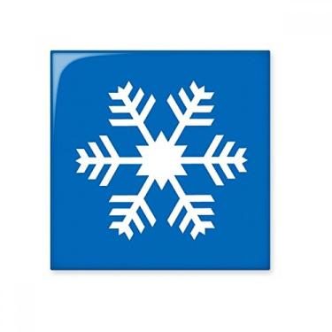 Imagem de Decalque brilhante de azulejo de cerâmica com contorno de floco de neve azul esporte de inverno