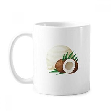 Imagem de Caneca de sorvete de coco com folhas de picolé, cerâmica, café, porcelana, louça