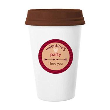 Imagem de Caneca de cerâmica para copo de café com coração I Love You Arrow da Festa dos Namorados