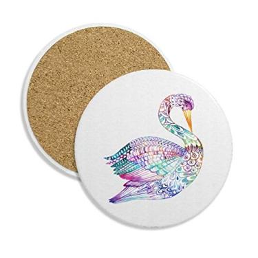 Imagem de Caneca de pássaro colorido em aquarela copo copo copo de mesa pedra absorvente de proteção de mesa