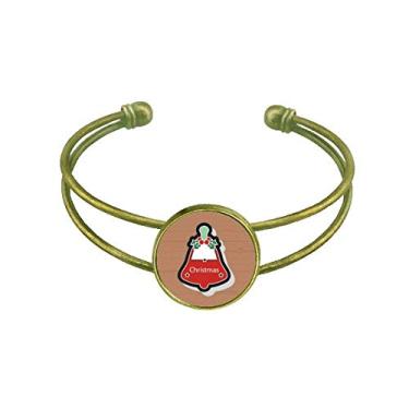 Imagem de Pulseira de Natal Sinos de Natal com ícone de desenho animado retrô joia de punho aberto