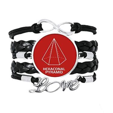 Imagem de OFFbb-USA Pirâmide Hexagonal Matemática Geométrico Espaçoso Pulseira Amor Acessório de Couro Trançado Corda Pulseira Presente