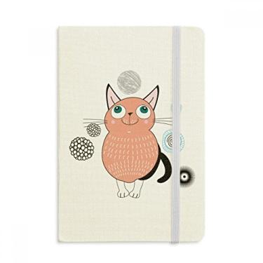 Imagem de Caderno diário clássico de capa dura oficial de tecido com estampa de gato rosa Smile Animal