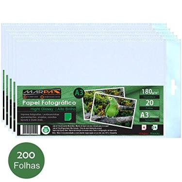 Imagem de Papel Fotográfico A3 180g Brilhante 297x420mm Marpax 200Fls