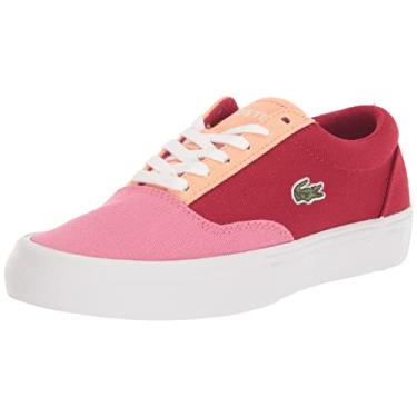 Imagem de Lacoste Tênis unissex infantil com cadarço, Vermelho escuro/rosa, 4 Big Kid