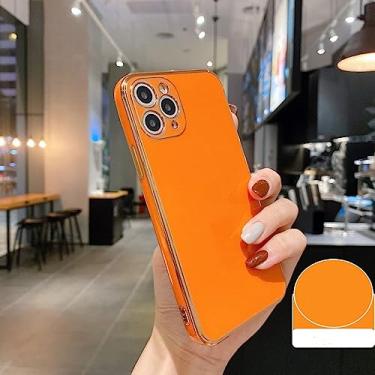 Imagem de Capa de telefone de silicone macio bronzeador de proteção de lente de luxo para iPhone 13 14 12 Pro Max 7 8 Plus X XS XR 11 Capa MiNi SE, laranja, para iPhone 8 Plus