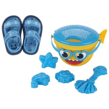 Imagem de Sandália Papete Grendene Kids Baby Shark Com Brinquedos Azul