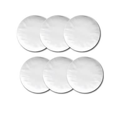 Imagem de Conjunto de Pratos Rasos Germer Orgânico em Porcelana Branco – 6 Peças