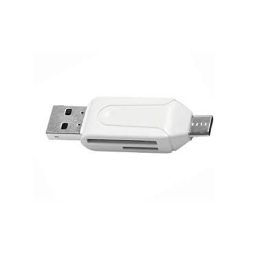 Imagem de Leitor de cartão micro USB 2.0 2 em 1OTG adaptador micro leitor de cartão de memória portátil para SD, Micro SD, SDXC, SDHC, Micro SDHC, Micro SDXC (branco)