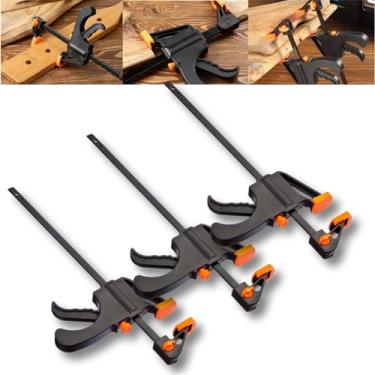 Imagem de Kit 3 Grampo Sargento Aperto Rápido P/Marceneiro Quick-Grip 150x45x265mm P/Fixação de Peças Móveis Madeira e Compensados Pressão Reforçado Marcenaria Alicate Multiuso Presilha Garra Pinça 265mm