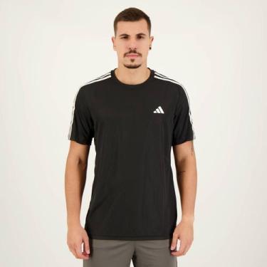 Imagem de Camiseta Adidas Essentials 3 Listras Preta E Branca