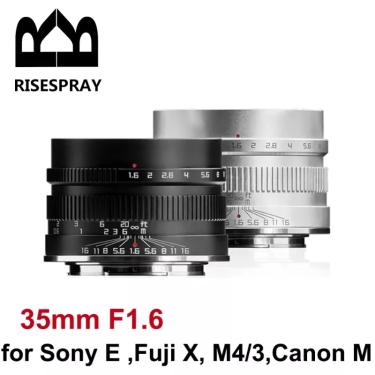 Imagem de Risespray 35mm f1.6 foco manual APS-C lente da câmera sem espelho para sony e fuji x m4/3 canon EF-M