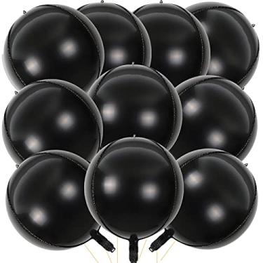 Imagem de KALOR 10 pçs balões de mylar preto 52 polegadas, balão grande 4D gigante redondo balões metálicos espelho grande para festa de aniversário chá de bebê suprimentos de revelação de gênero
