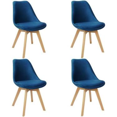 Imagem de Kit 4 Cadeiras Charles Eames Leda Veludo Luisa Saarinen - Magazine Rom